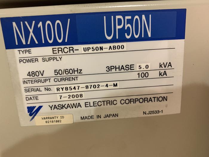 Used MOTOMAN UP50N (HP50) 50KG X 2046MM REACH 6 AXIS CNC ROBOT WITH NX100 CONTROL