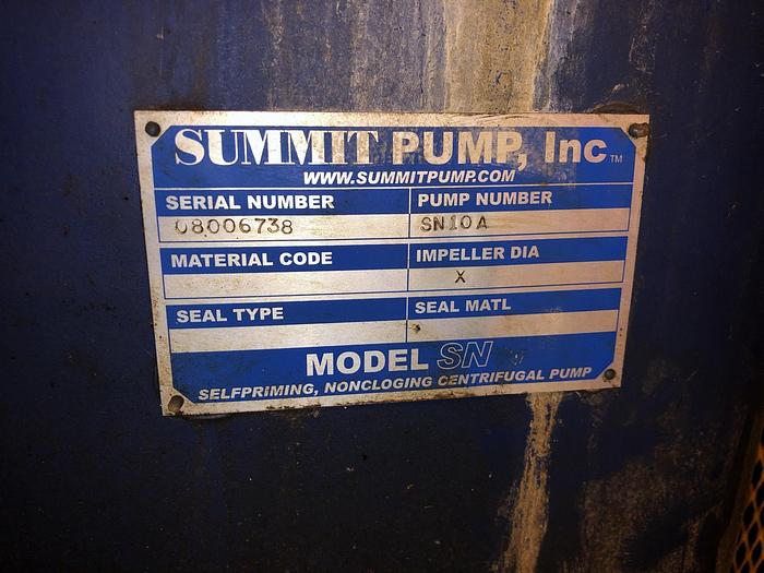 Used SUMMIT SN10A CENTRIFUGAL PUMP WITH 60HP MOTOR