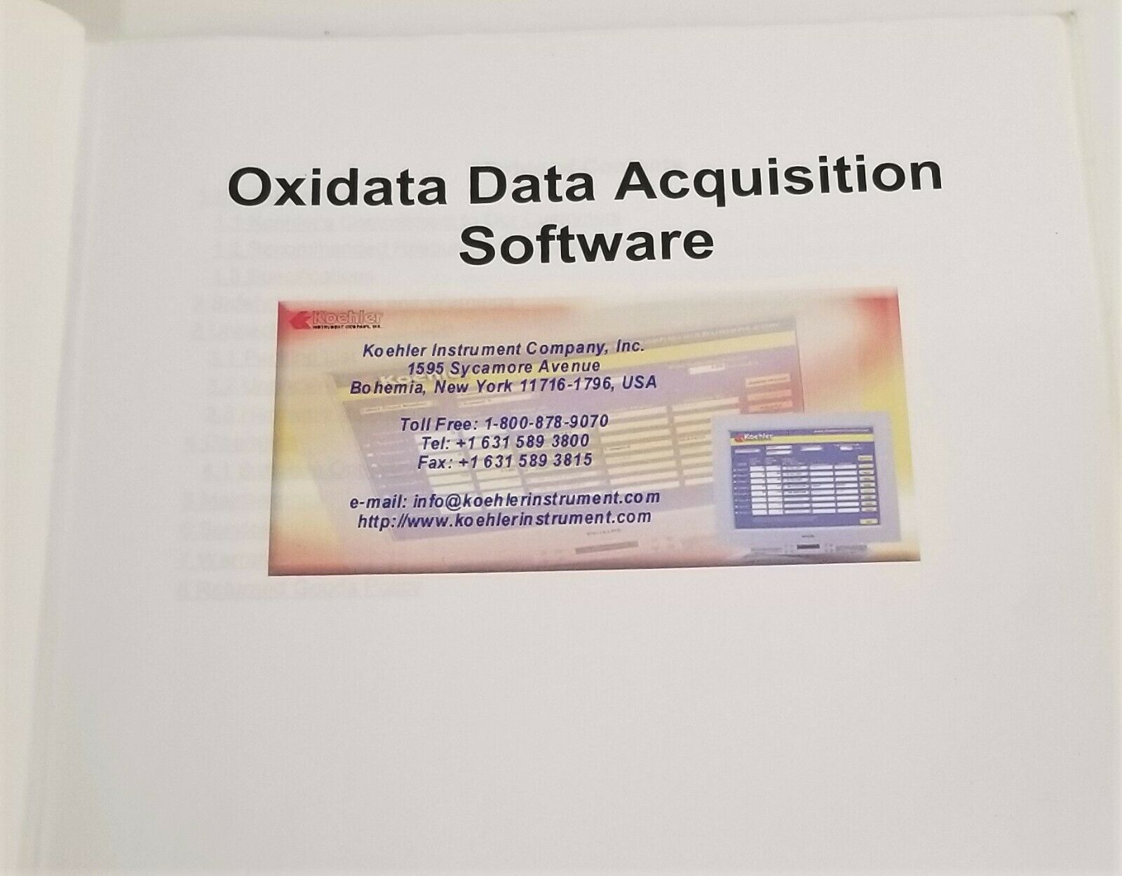 Used Koehler K10505-XP Oxidata Pressure Measurement System, 4-Unit System