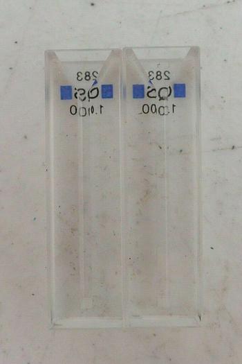 Used Pack of 2 Fisher Scientific 283 QS 1.000 14-385-928A Quartz Micro Cells Cuvettes