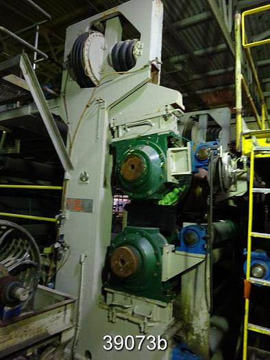 Used LG Industries Plain Press, 1200 PLI Balanced at 2500 FPM, Blind Drilled Press Rolls, 118" Face, 32" Diameter #39073