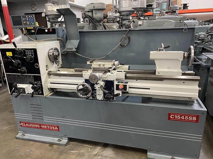 Used Clausing Metosa 15" x 45" Gap Bed Engine Lathe with Digital Readout C1545SS #6026