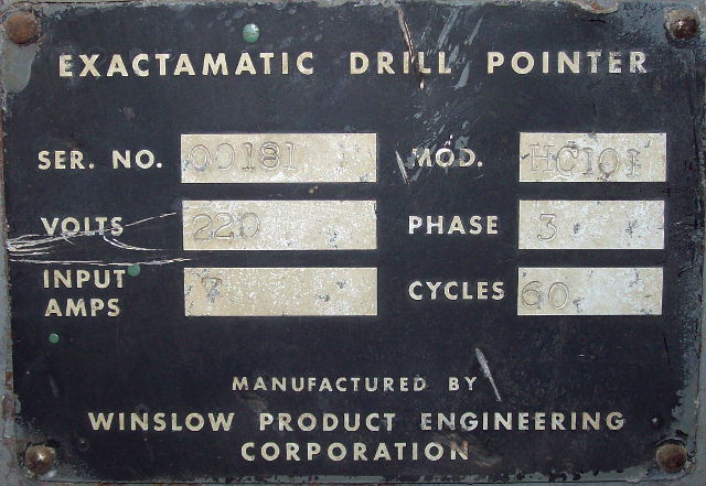 Used Winslow Model HC 101 Exactamatic Drill Grinder/Sharpener; 1/16" - 1 1/2" Dia.; Mfg. 1981