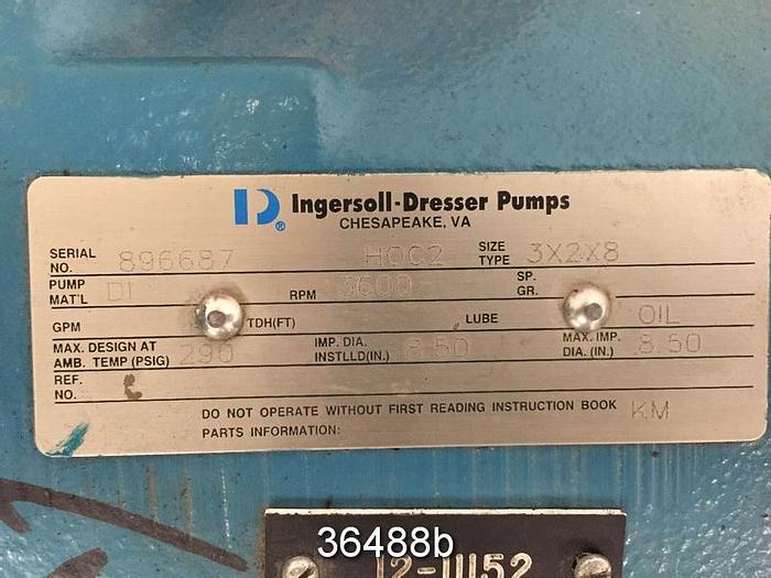Unused Ingersoll Dresser HOC2 Pump, 3x2x8, Unused #36488