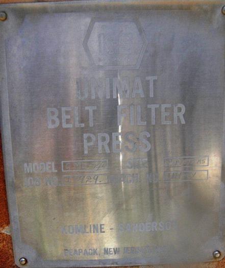 Used Press, Belt, Komline-Sanderson, 2 Meter, S/st, Mdl GMD-2-0, #S593750