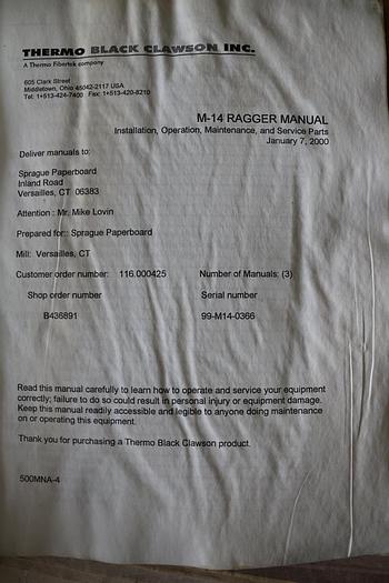 Used Black Clawson M14 Ragger #33914