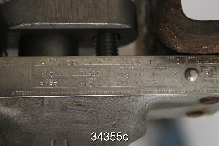 Used Neles Jamesbury 4" Pneumatic Butterfly Valve #34355