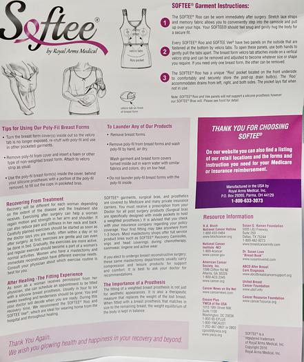 Softee Roo Prosthetic Mastectomy Camisole and Breast Forms Small White 3 Piece