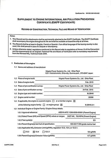 Marine Propulsion Package (Niigata 8L28HX,Tier II)