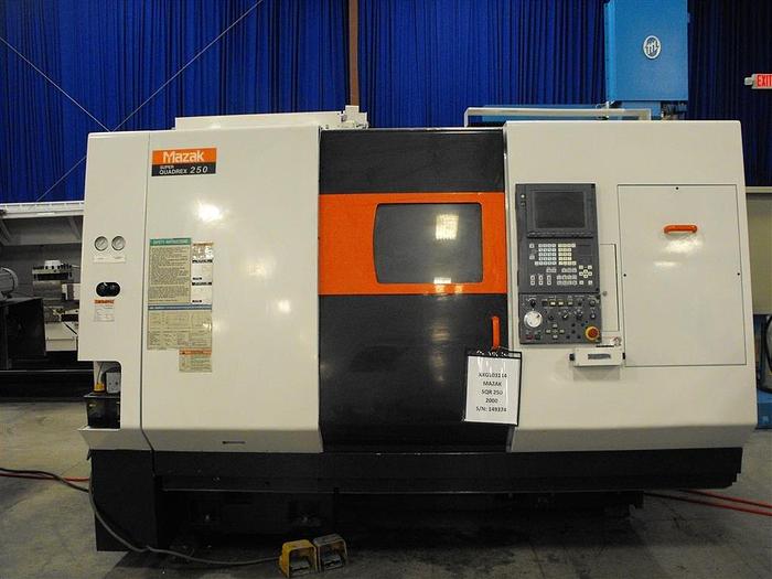 Used USED 2000 MAZAK SUPER QUADREX 250 CNC TWIN SPINDLE LATHE