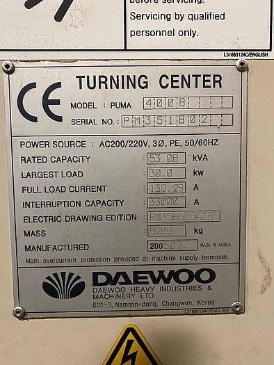 Used Used 2005 Daewoo PUMA 400B CNC LATHE