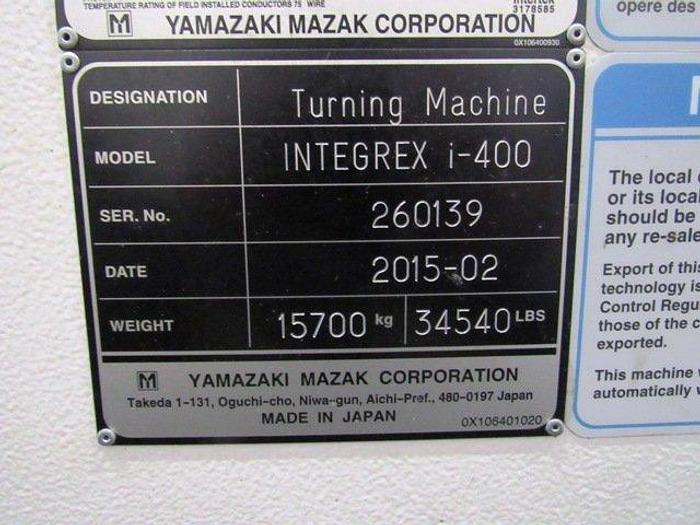 Used Used 2015 Mazak Integrex i400 x 60″ Multi Tasking CNC Lathe