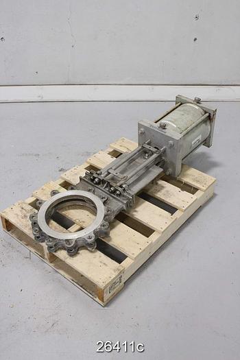Used Velan  10" Air Operated Knife Gate Valve, 316 Stainless Steel Body, Seat, And Gate, Velan Figure L16-0310C-13Sl Model A #26411