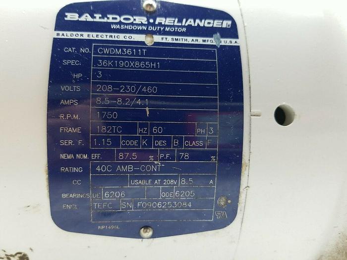 Used Baldor CWDM3611T Motor 3HP