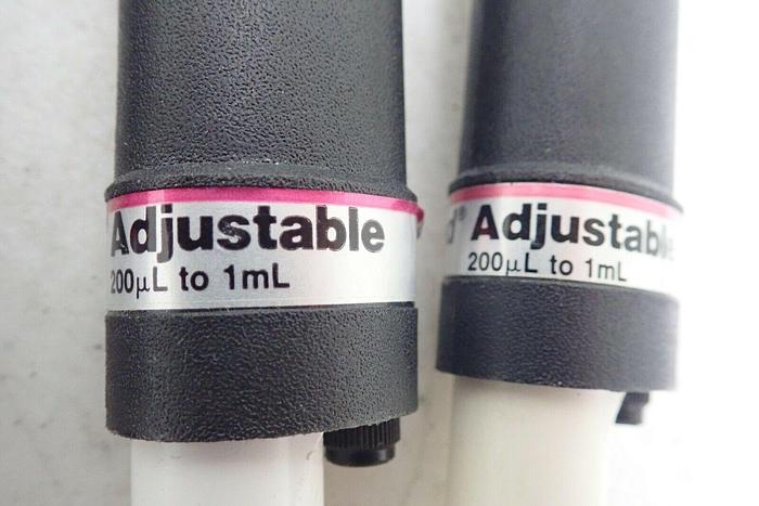 Used Lot of 6 Fisher Brand 10-50 µL, 40-200 µL, 200 µL - 1 mL Adjustable Pipettes