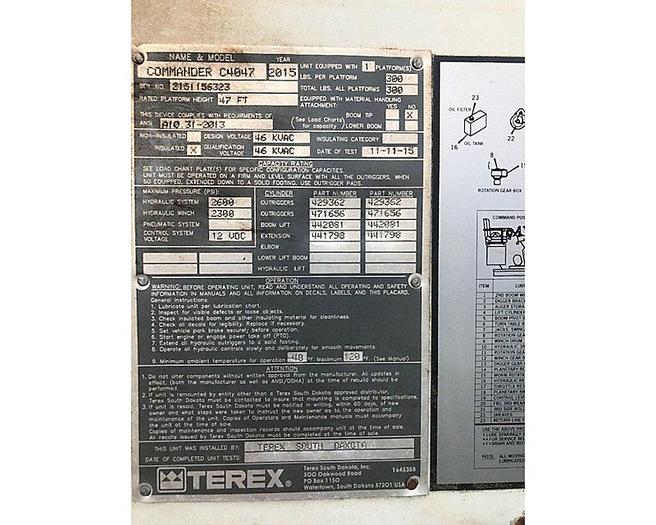 Used Terex Commander C4047 Digger Derrick on 2016 Freightliner M2 106 Reg Cab Utility Truck – G2173