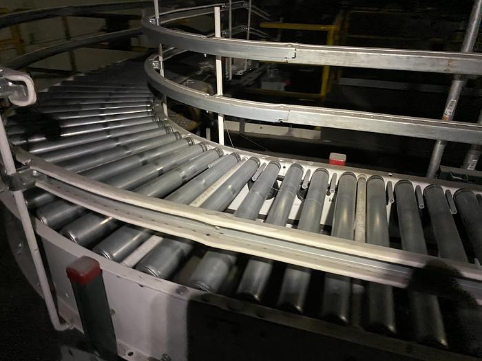 Used 1000’ OF ROLLER CONVEYOR WITH CURVING TRACK