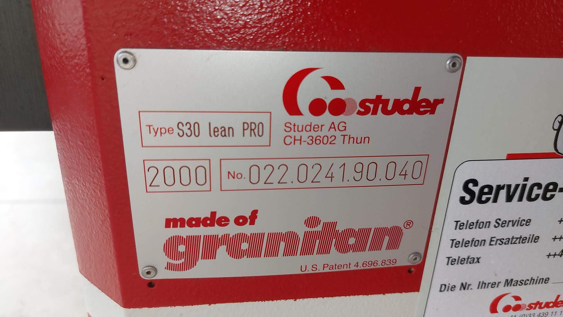 Used Studer S30 CNC LeanPro