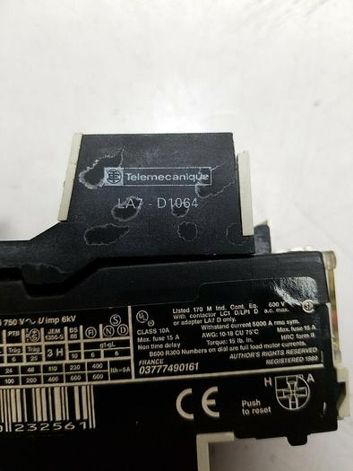 Used Telemecanique Thermal Overload Unit LR2D1307 , LA7-D1064