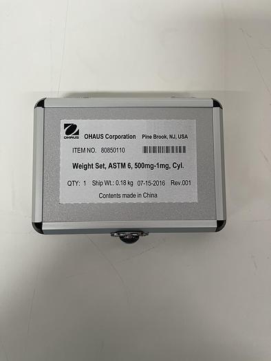 OHAUS 80850110 Weigh Set, ASTM6,500mg-1mg,Cyl w/ Troemner 1g SS Econ 61013S