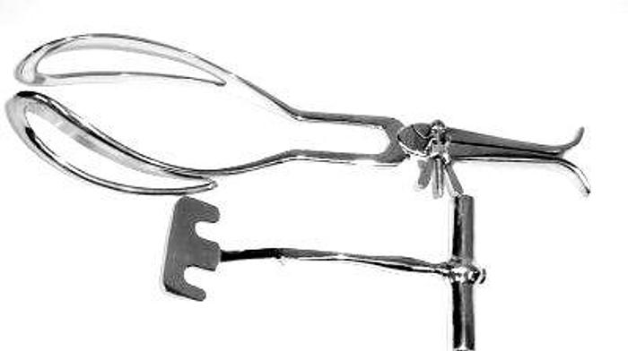 Forceps Obstetrical Haig Fergusson Tape Slots in Blades and Axis Traction Rod 390mm