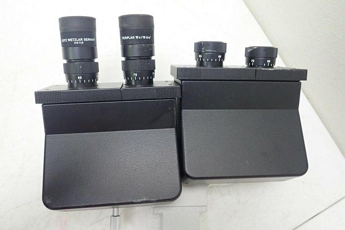Used Leitz Wetzlar MD5 w/ (3) 512 821/20 Heads, (4) Periplan 519-748 10X/18 Eyepieces