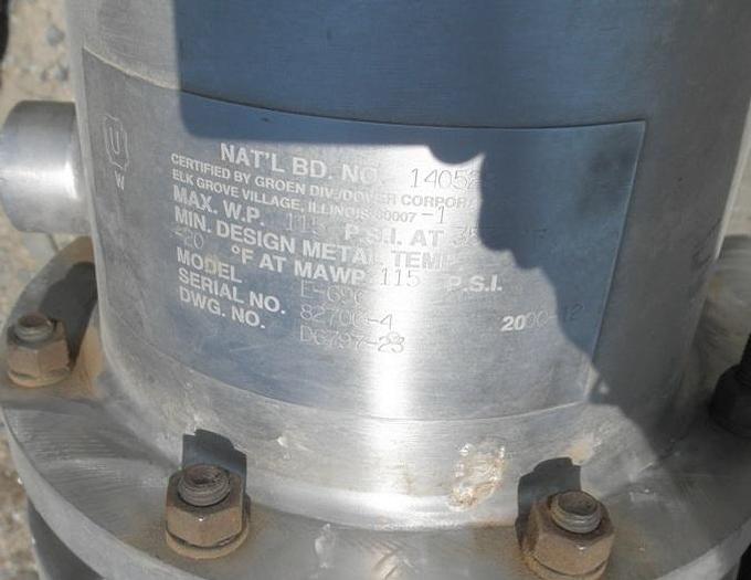 Used Evaporator, Thin Film, 26 SF, S/st, Groen, Mdl E-696 #L741305