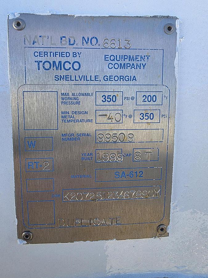 Used 8T Tomco E CO2 Tank