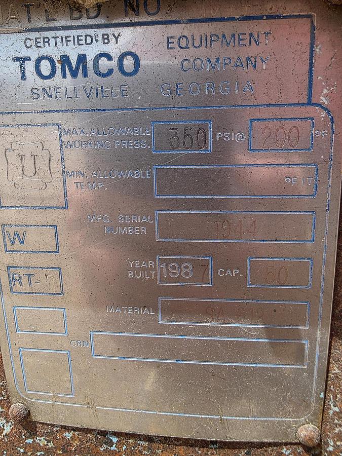 Used 1987 Tomco E 50T CO2 Tanks