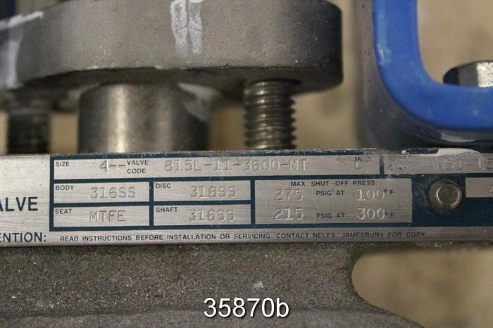 Used Neles Jamesbury 4" Air Operated Butterfly Valve, 815L-11-3600-MT #35870