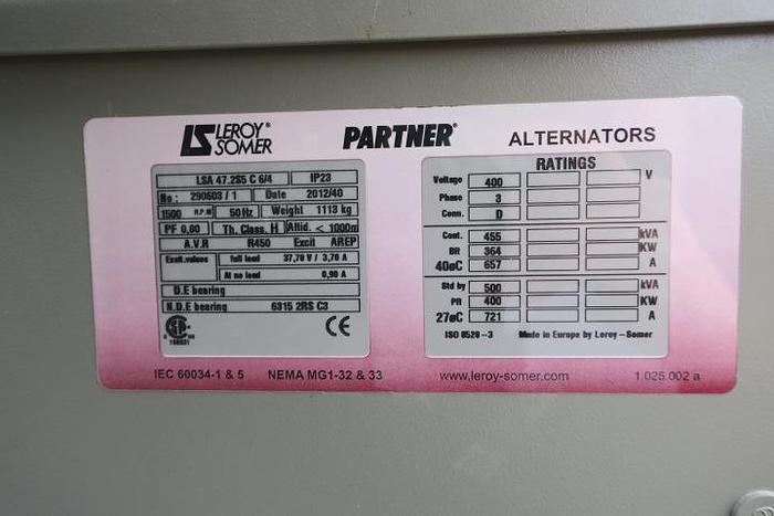 Used 2012 Volvo TAD1344GE - 455 KVA