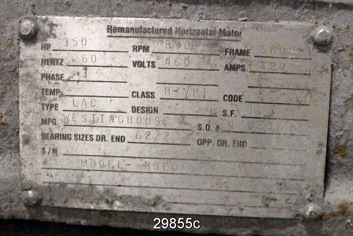 Used Westinghouse HSFO 350 Hp-890 Rpm Ac Motor #29855