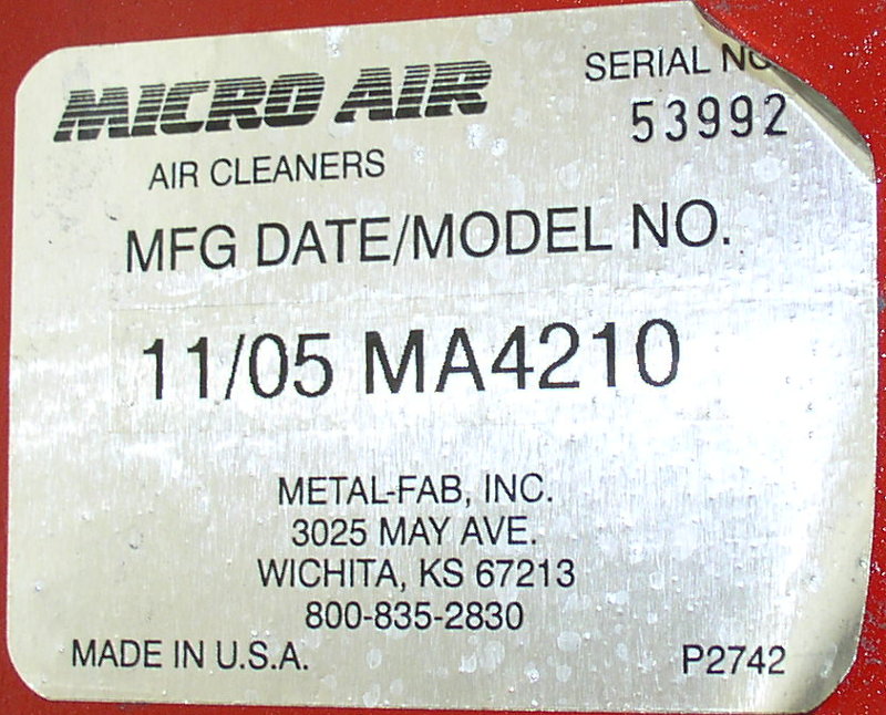Used MicroAir Model MA4210 Dust Collector/Fume Extractor