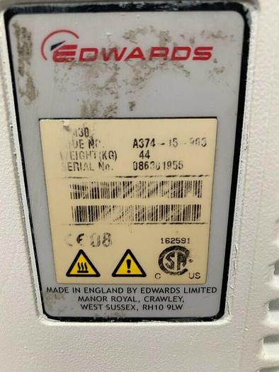 Used Edwards E2M30 Rotary Vane Dual Stage Vacuum Pump 21 CFM w/ 1.2 HP Motor 240V