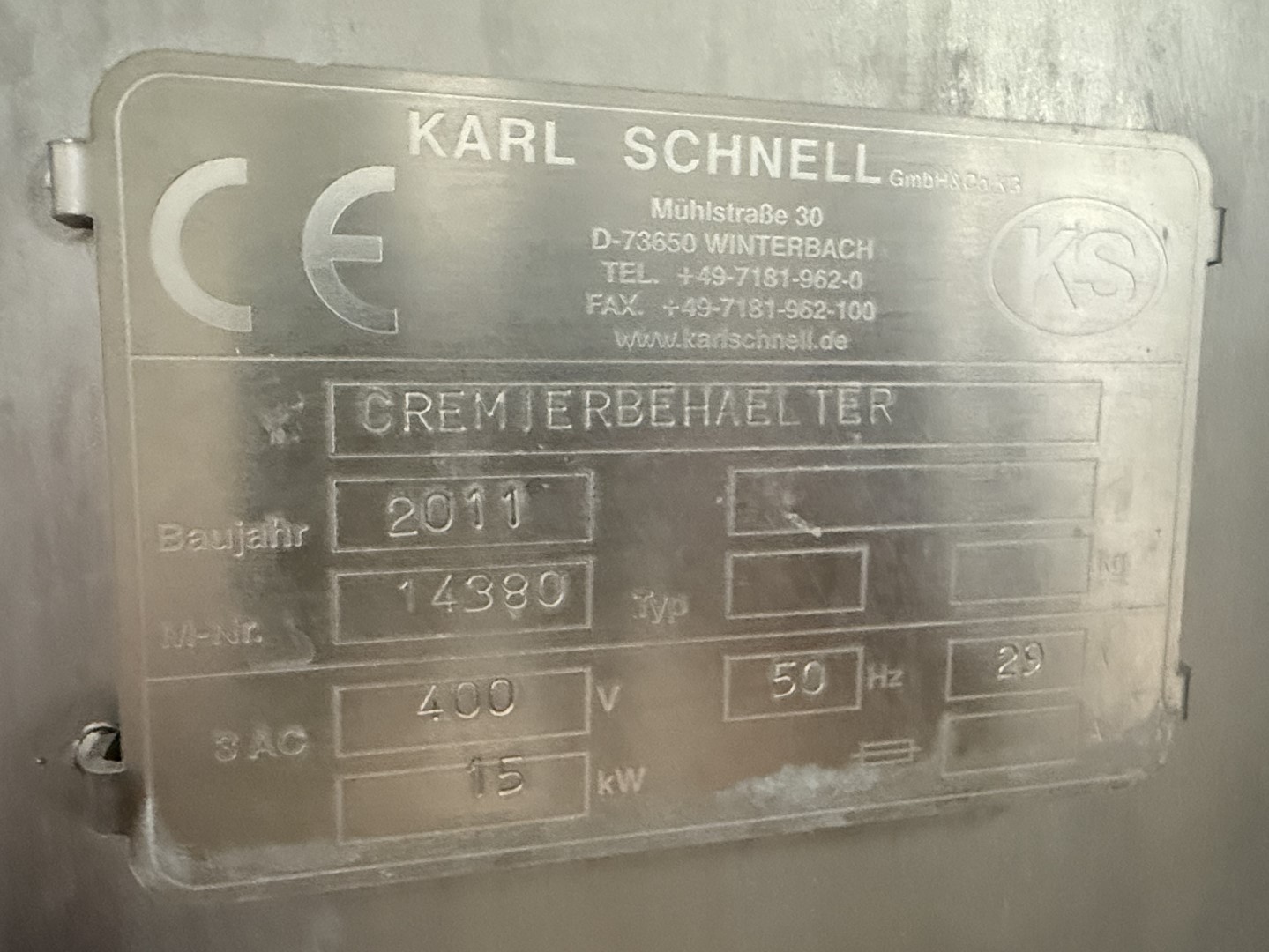 Used Complete processing line for the production of processed UHT cheese - Karl Schnell - 200 up to 750 kg per hour
