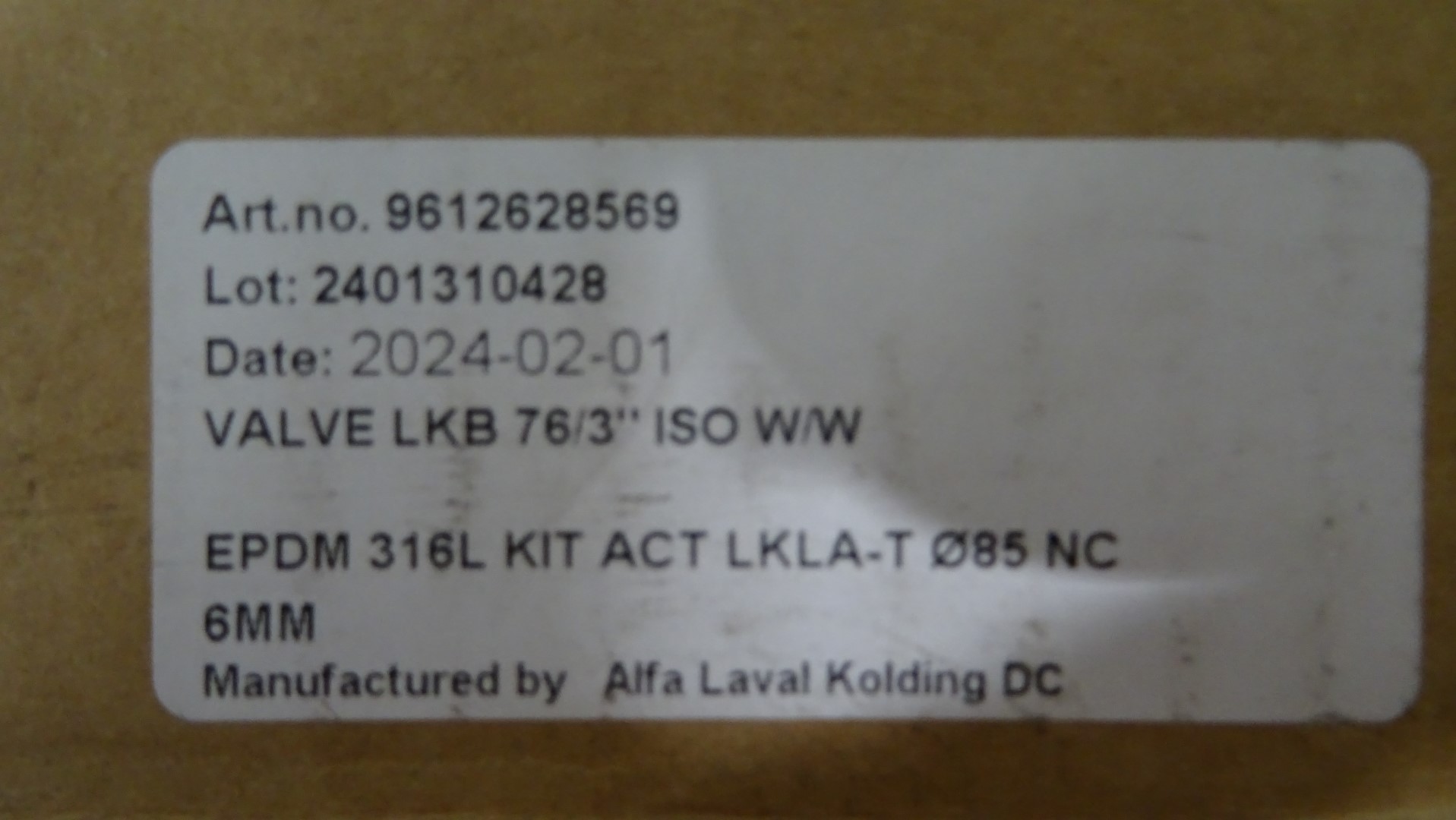 Used Unused Butterfly Valve - Alfa Laval Valve LKB 76/3'' ISO W/W