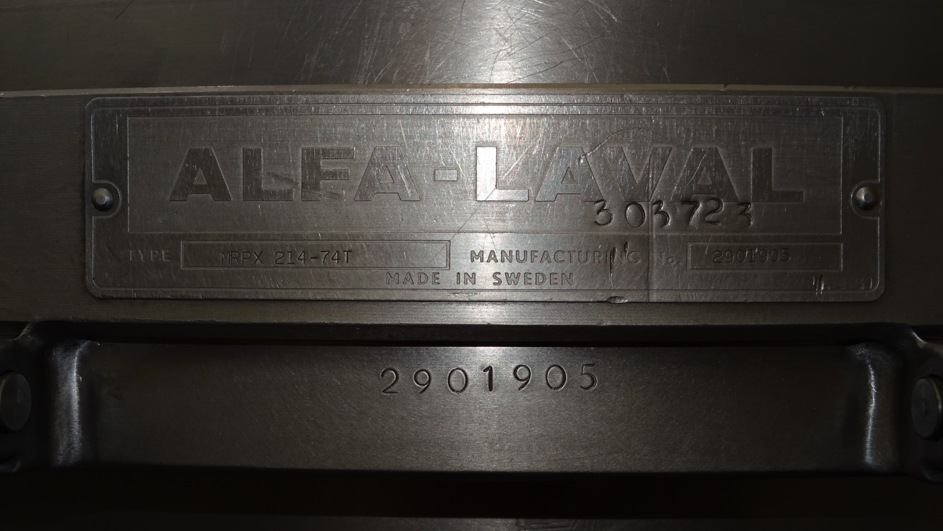 Used Cream Separator Alfa Laval MRPX 214-74T