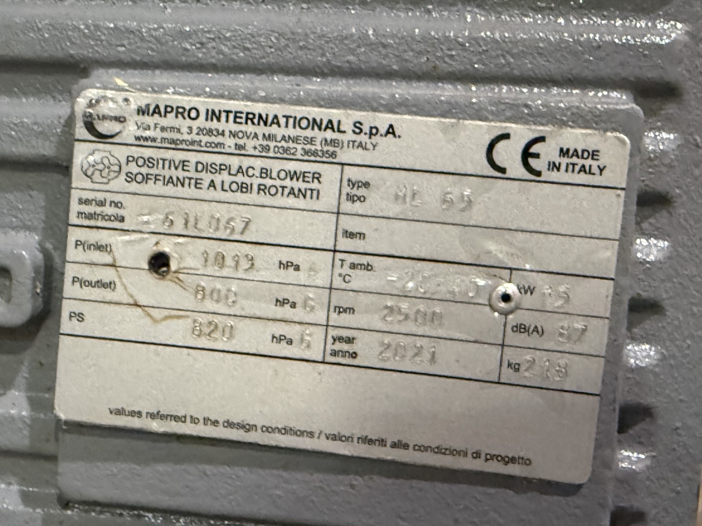 Used Positive displacement blower - Mapro ML 65