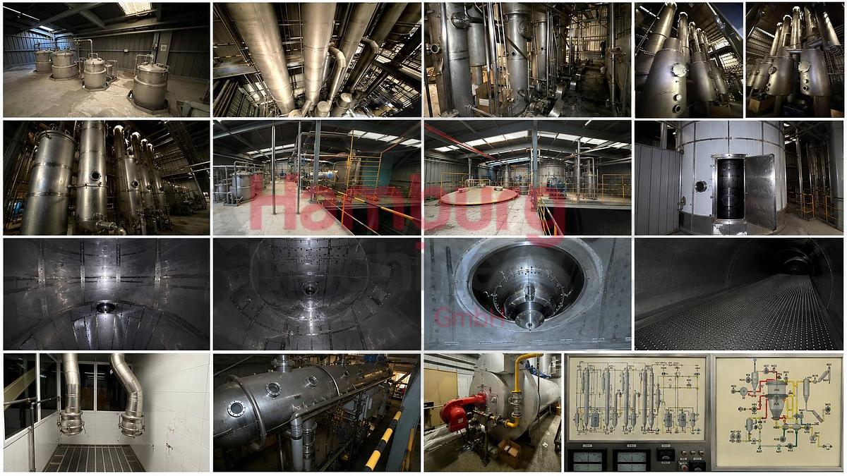 Used Complete GEA Niro Atomizer powder plant with 4-Effect TVR Evaporator, Spray Dryer, Fluidbed Dryer, Cyrstallisation tanks and filling station