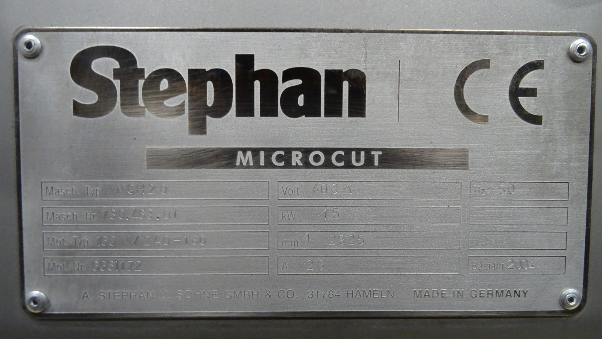 Used Emulsifier Stephan Mikrocut MCH 20