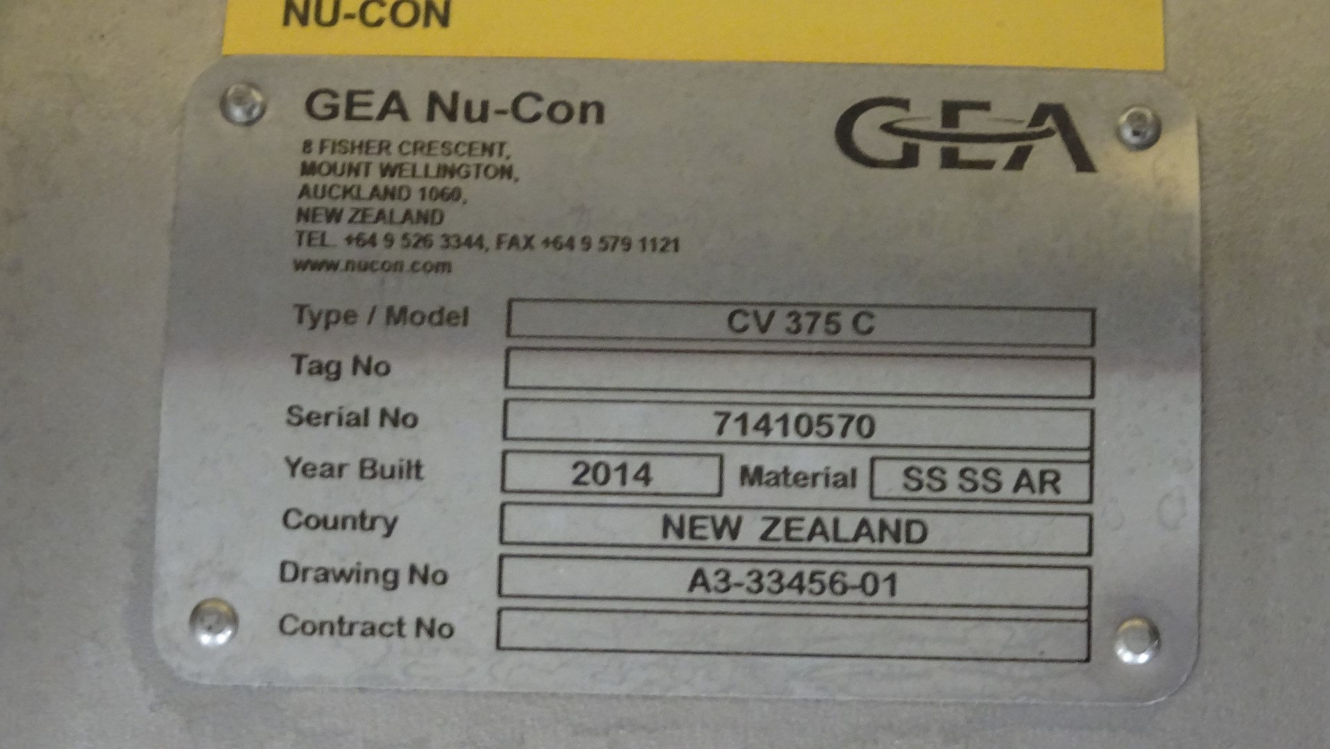 Used Sanitary Rotary Valve - GEA Nu-Con CV 375 C