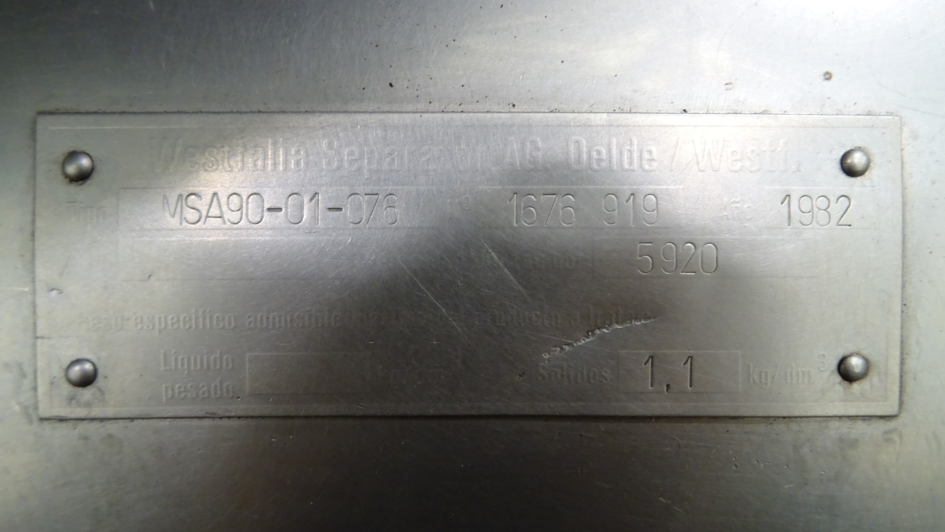 Used Cream Separator GEA Westfalia MSA 90-01-076