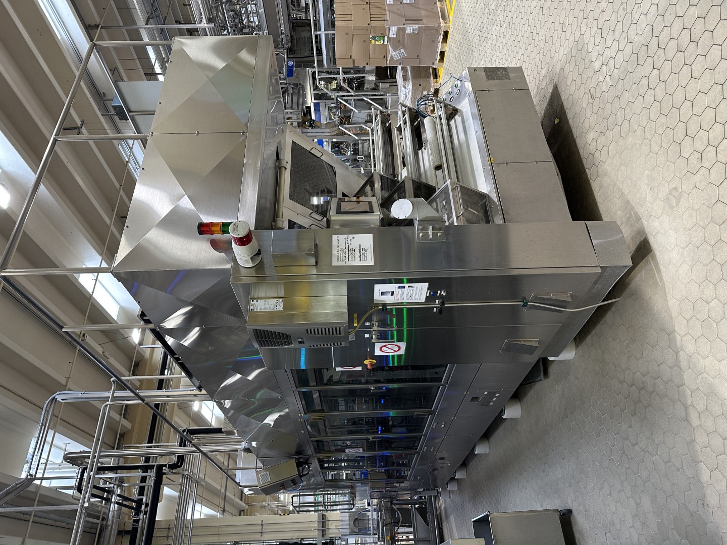 Used Aseptic Carton Filling Line: Shikoku S-PS80HA + 3x Elopak PLA-S30 Applicator + Oystar A+F Packer