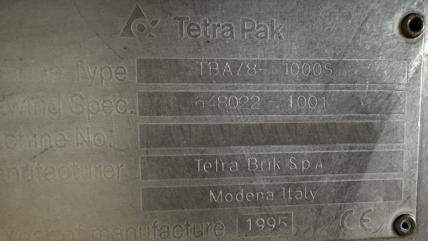 Used Aseptic Carton Filler - Tetra Pak TBA/8 - 100 V - 1.000 ml Slim