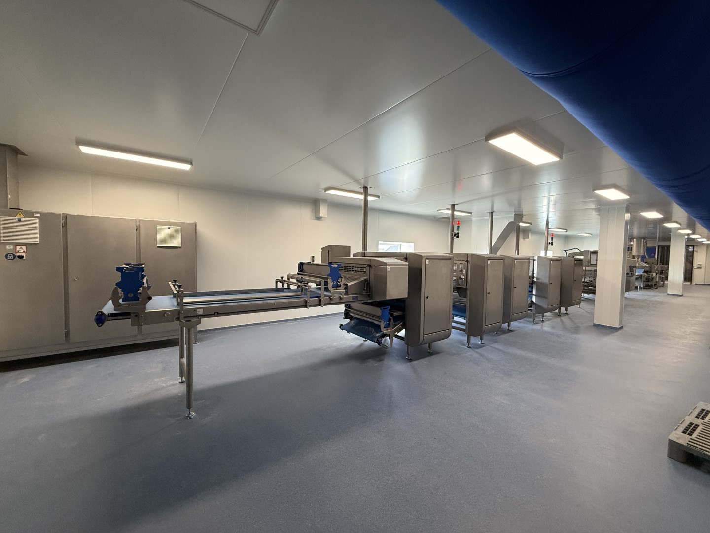 Used Dough processing / rollout line - Rademaker sheeting line with universal line and Packo nitrogen freezer