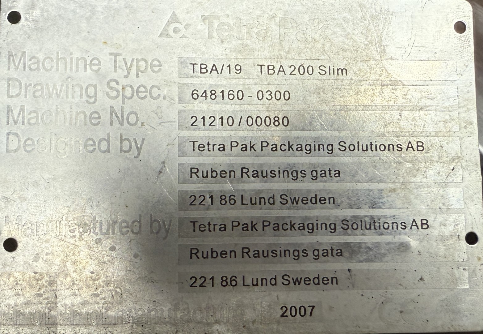 Used Aseptic Carton Filling Line: Tetra Pak TBA/19 - 30 V - 200 ml Slim + Easy Ride + TSA 21 + CBP 70