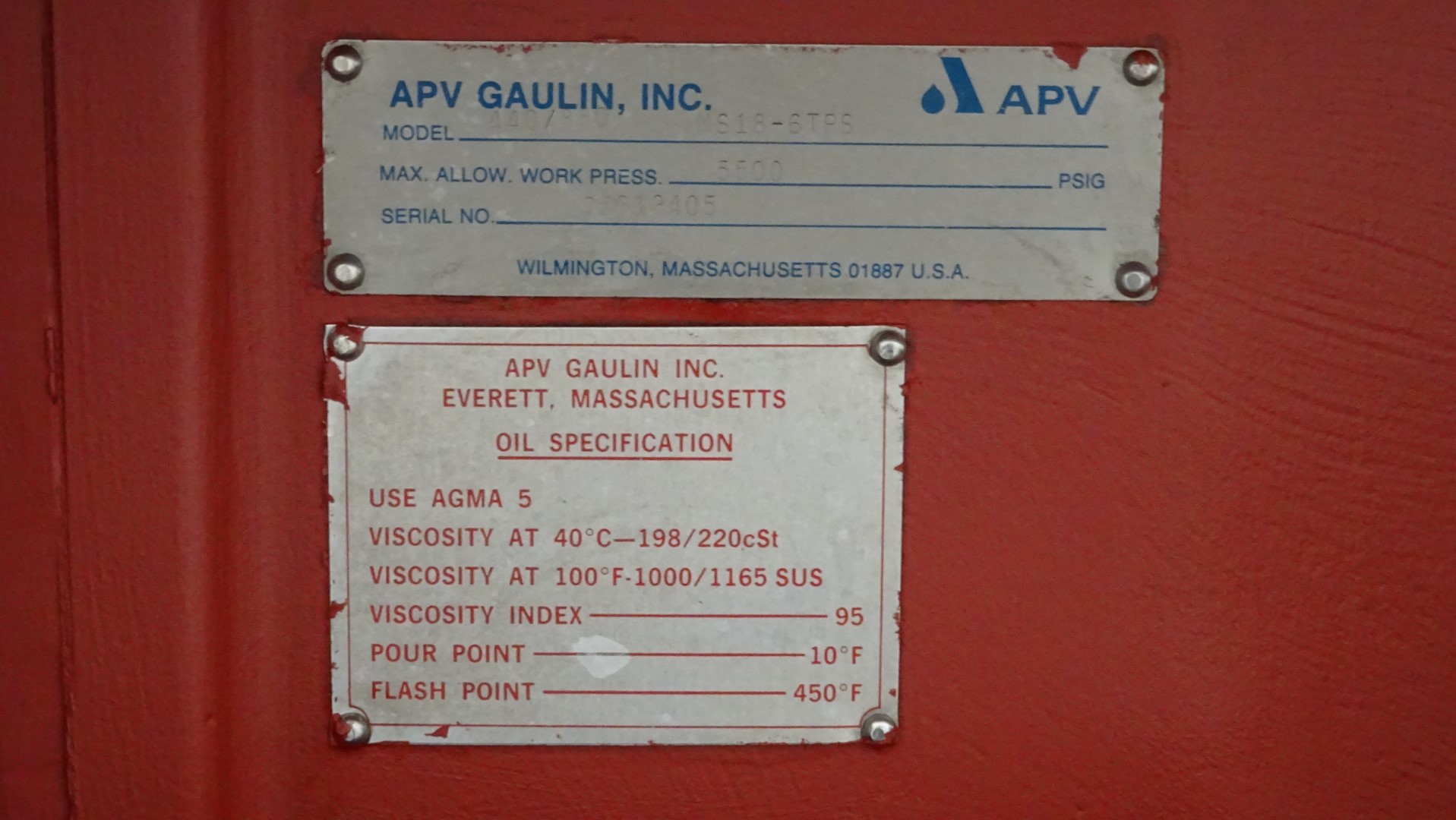 Used High Pressure Homogeniser - APV Gaulin MS 18-6TPS