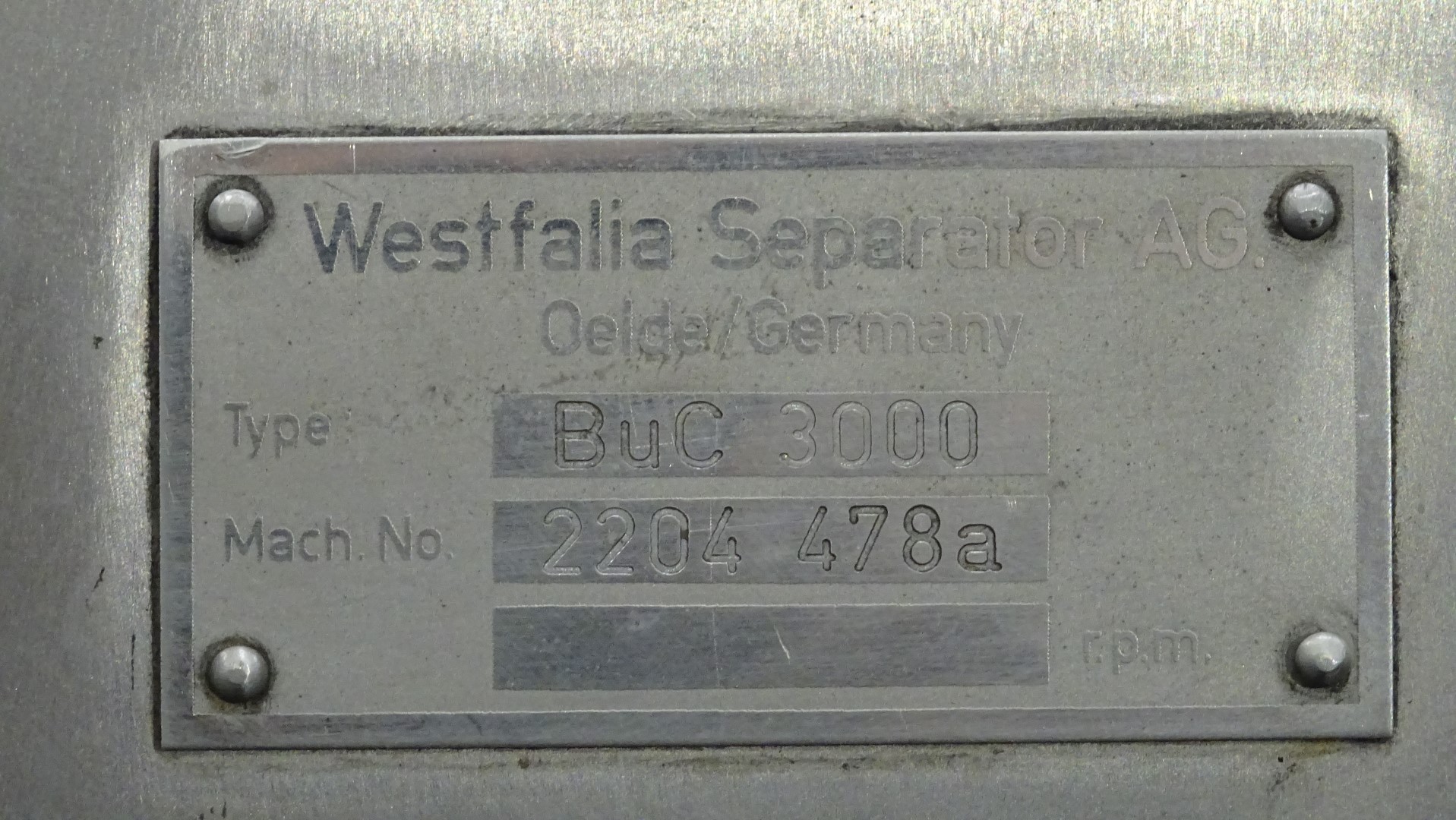 Used Continuous Butter Making Machine (CBM) Westfalia Separator AG BUC 3000
