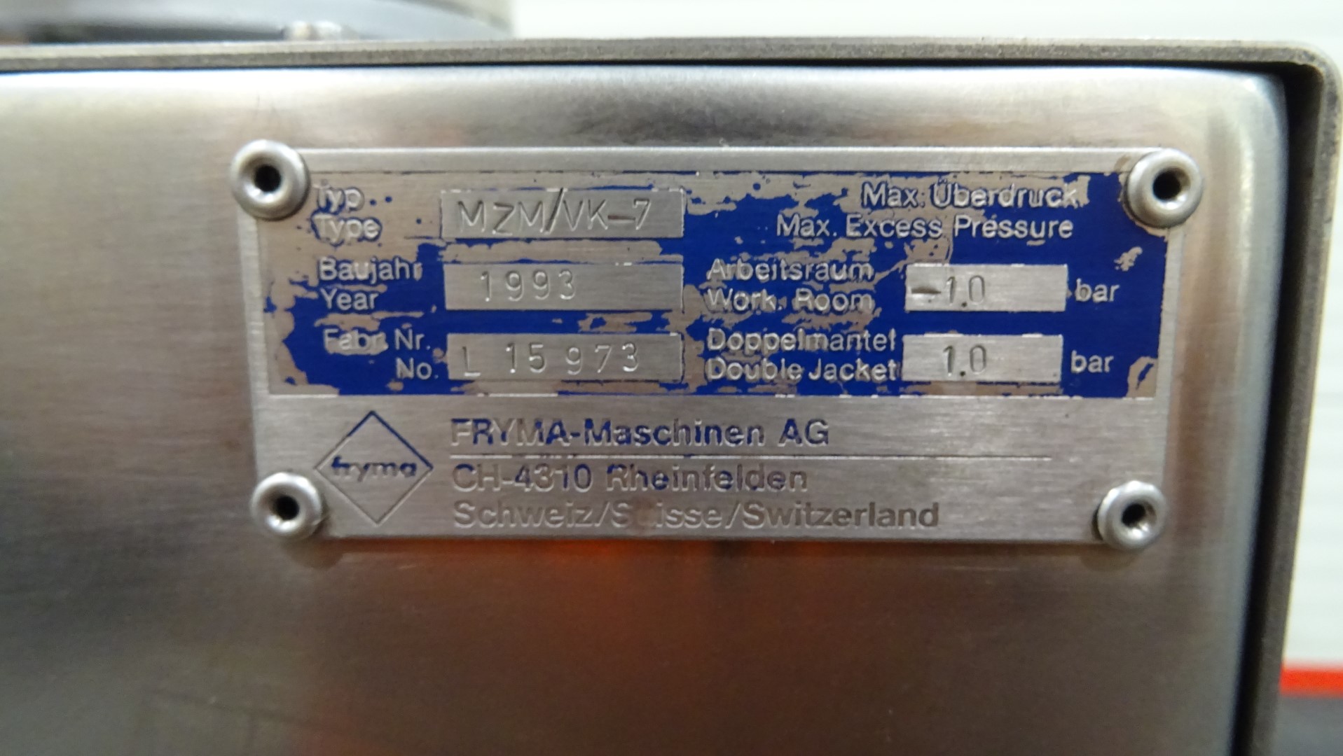 Used Toothed Colloid Mill - Fryma MZM / VK-7