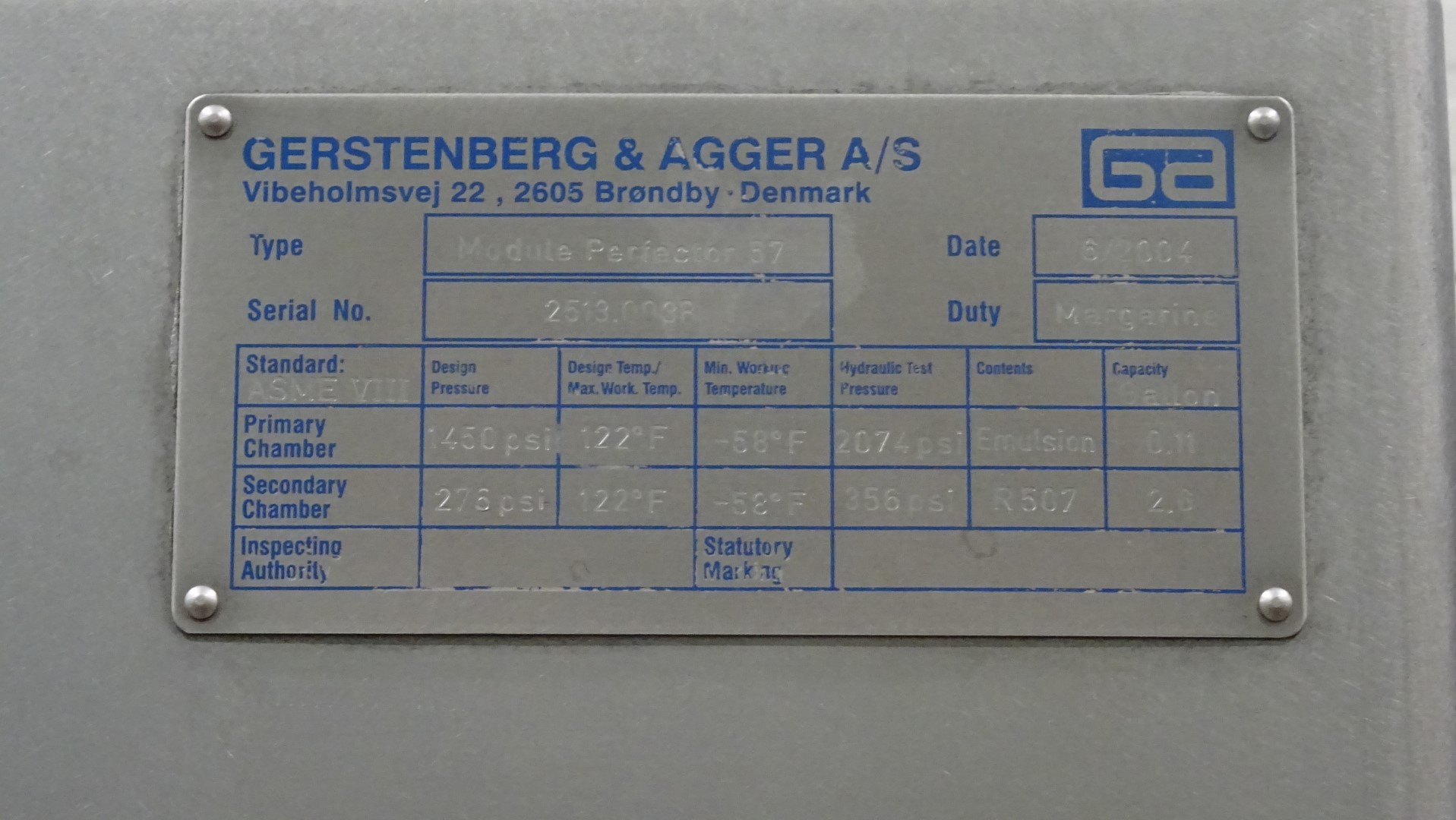 Used Complete Margarine Pilot Plant - Gerstenberg & Agger A/S Perfector 57
